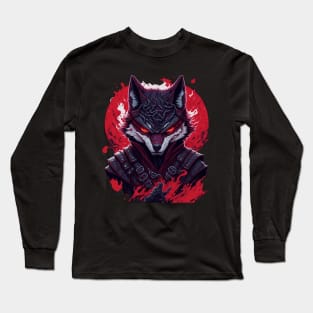 evil ninja wolf face Long Sleeve T-Shirt